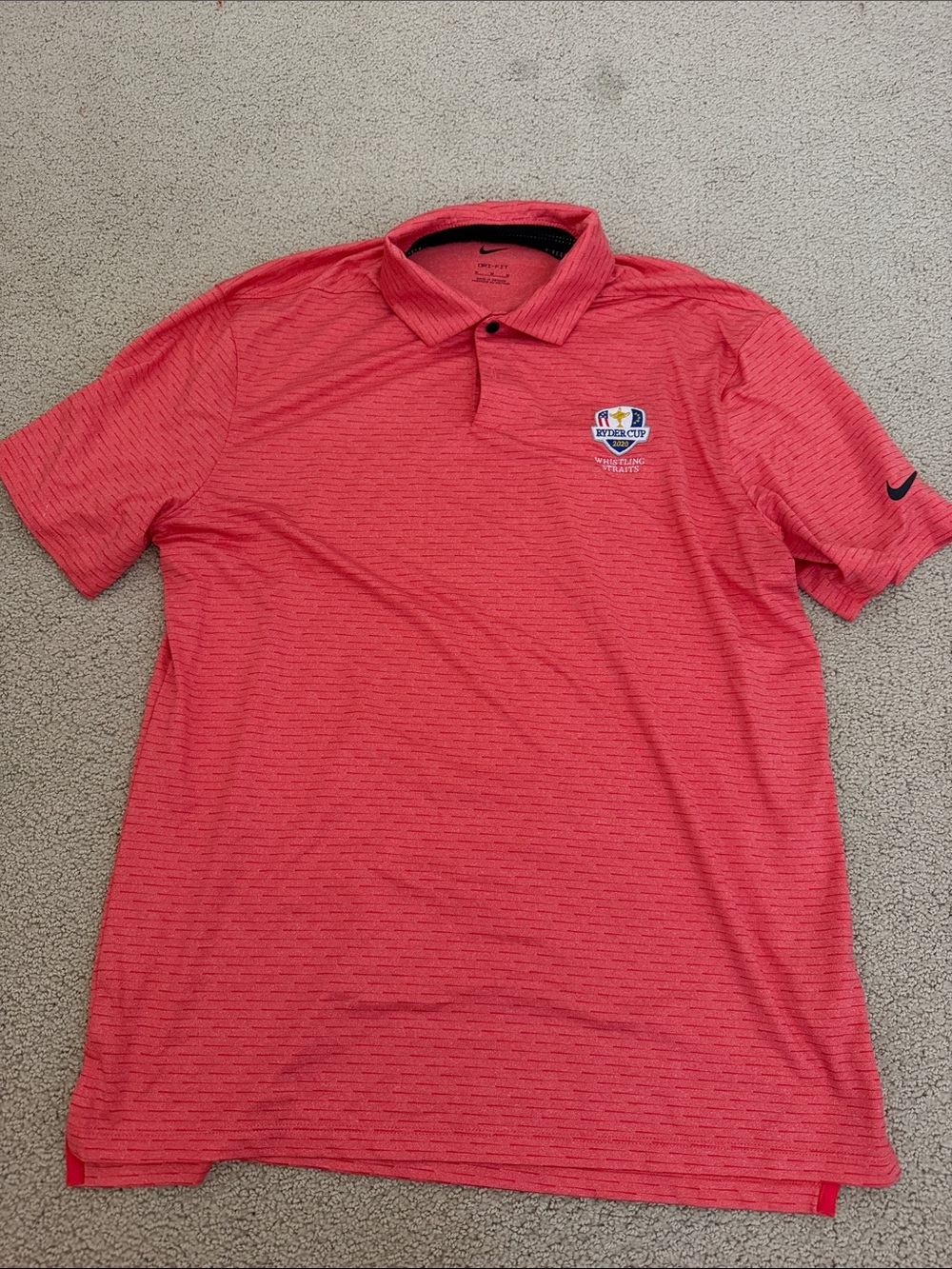 Nike Men’s Coral Red Polo with Ryder Cup Patch